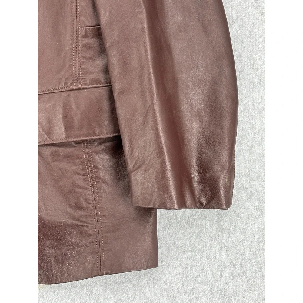 Vintage Sears The Leather Shop Brown Leather Blazer Jacket 46R Men's